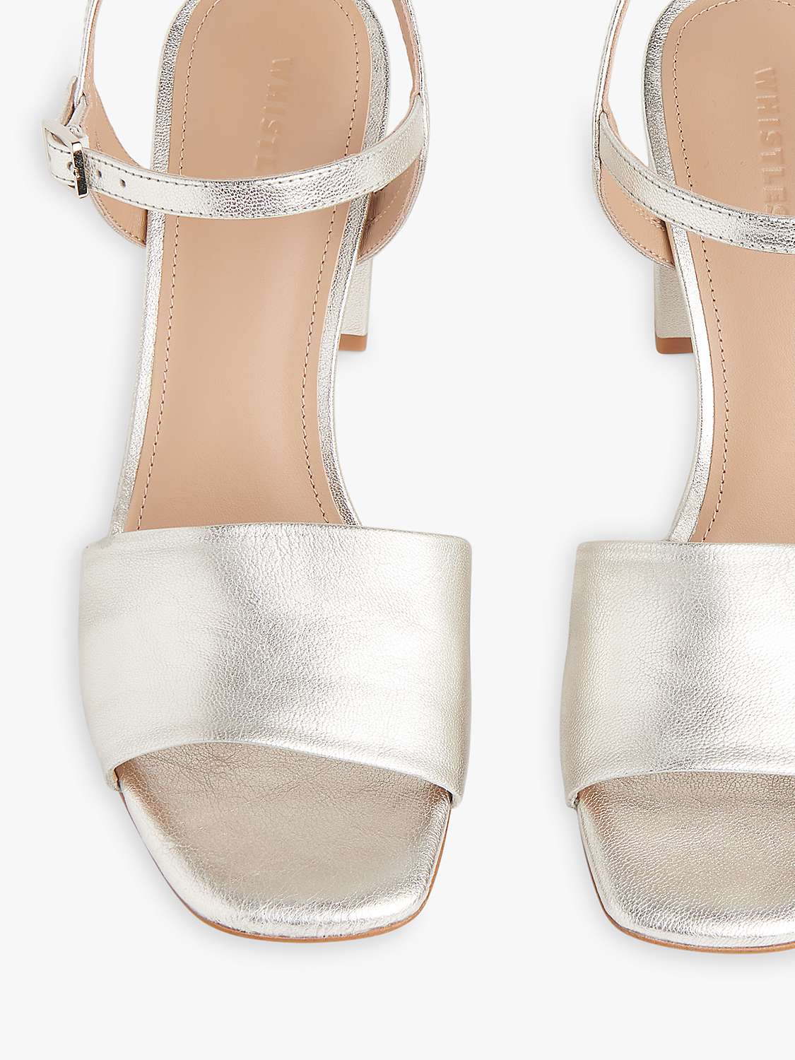Buy Whistles Lilley Leather Block Heel Sandals, Silver Online at johnlewis.com