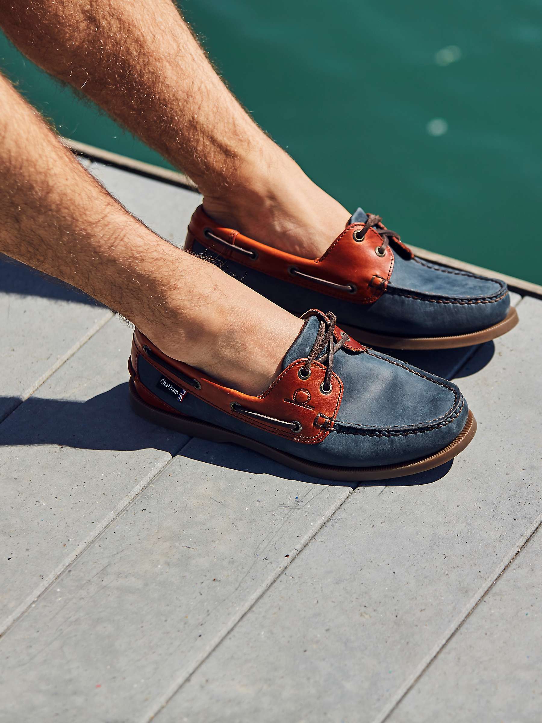 Buy Chatham Bermuda II G2 Leather Boat Shoes, Navy/Seahorse Online at johnlewis.com