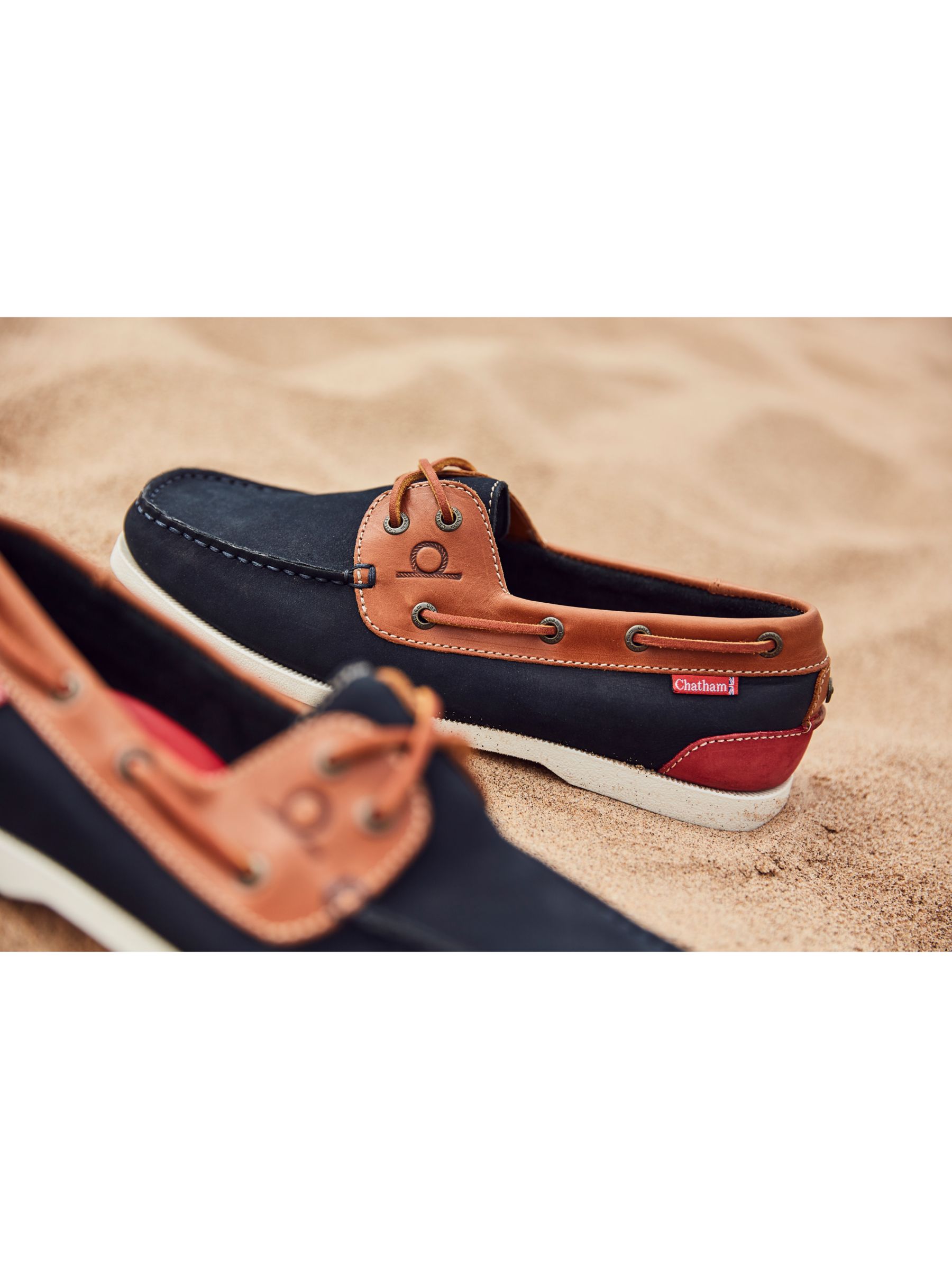 Chatham Gallery II Leather Boat Shoes, Navy/Tan, 7