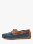 Chatham Whitstable Leather Boat Shoes, Navy/Tan