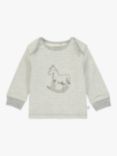 The Little Tailor Baby Striped Rocking Horse Top, Cream