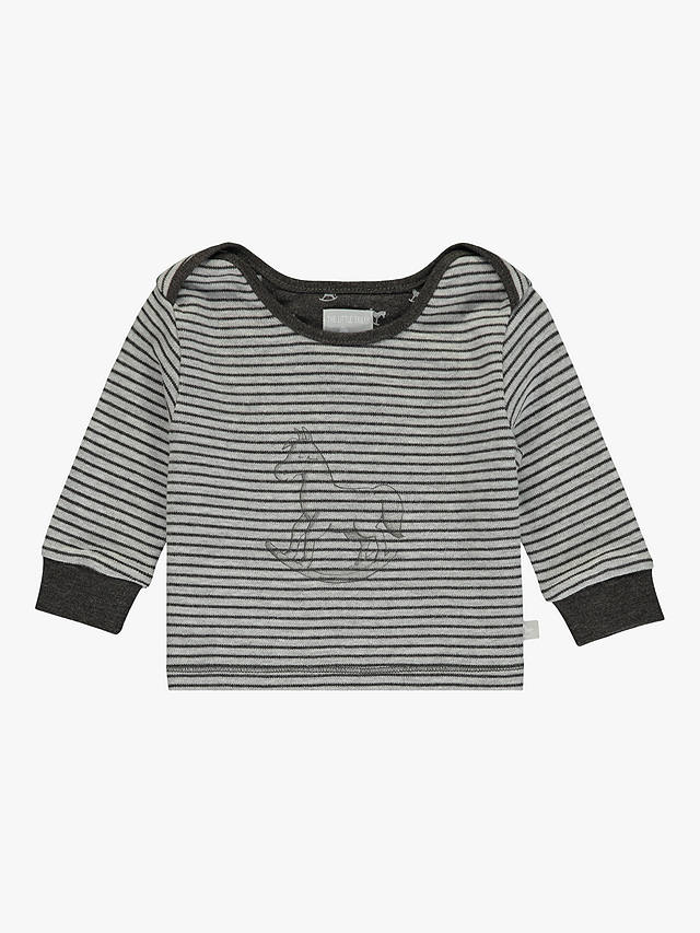 The Little Tailor Baby Striped Rocking Horse Top, Charcoal