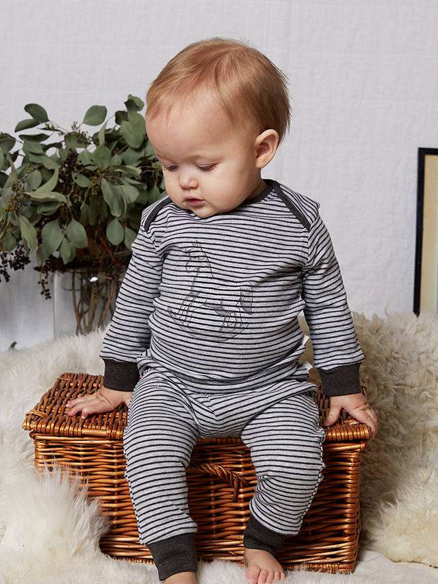 The Little Tailor Baby Striped Rocking Horse Top, Charcoal