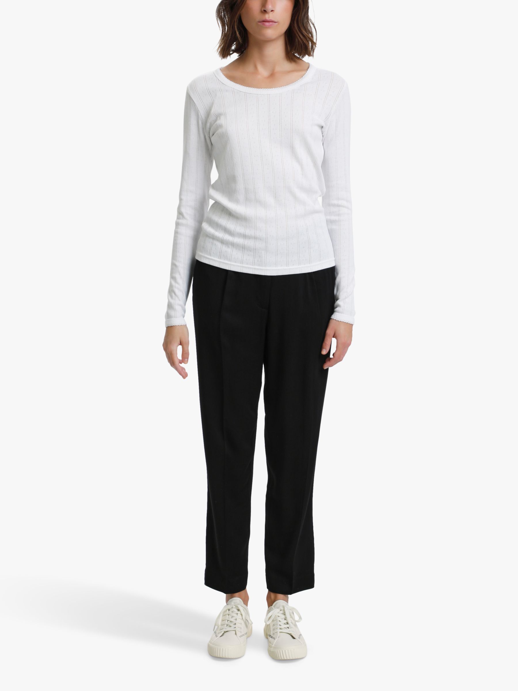 KAREN BY SIMONSEN Celli Pointelle Long Sleeve Top, Bright White at John ...