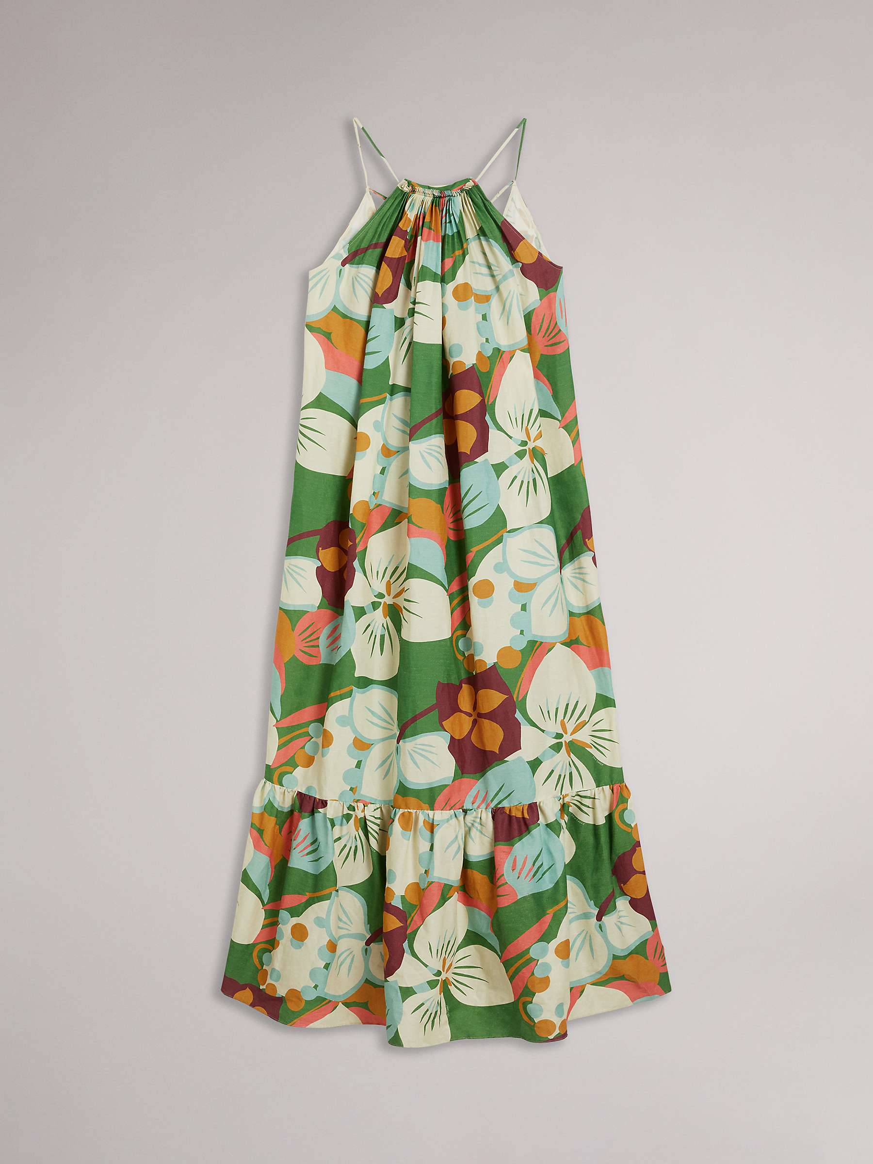 Ted Baker Dulina Floral Print Linen Blend Maxi Dress, Green/Multi at ...