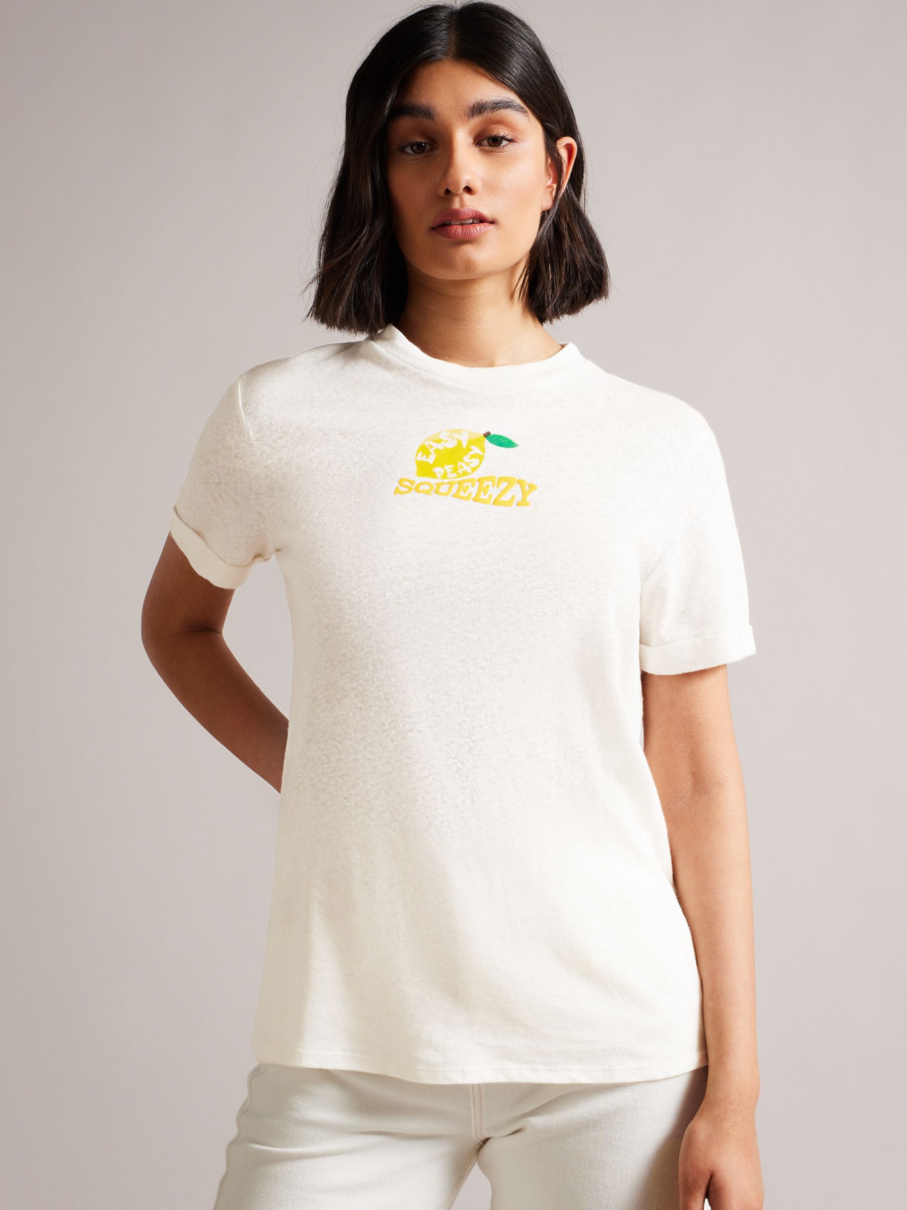 bent Spille computerspil Nuværende Ted Baker Ingella Lemon T-Shirt, White, 6