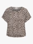 KAFFE Vilia Amber Leopard Print Top, Chalk/Sand Multi