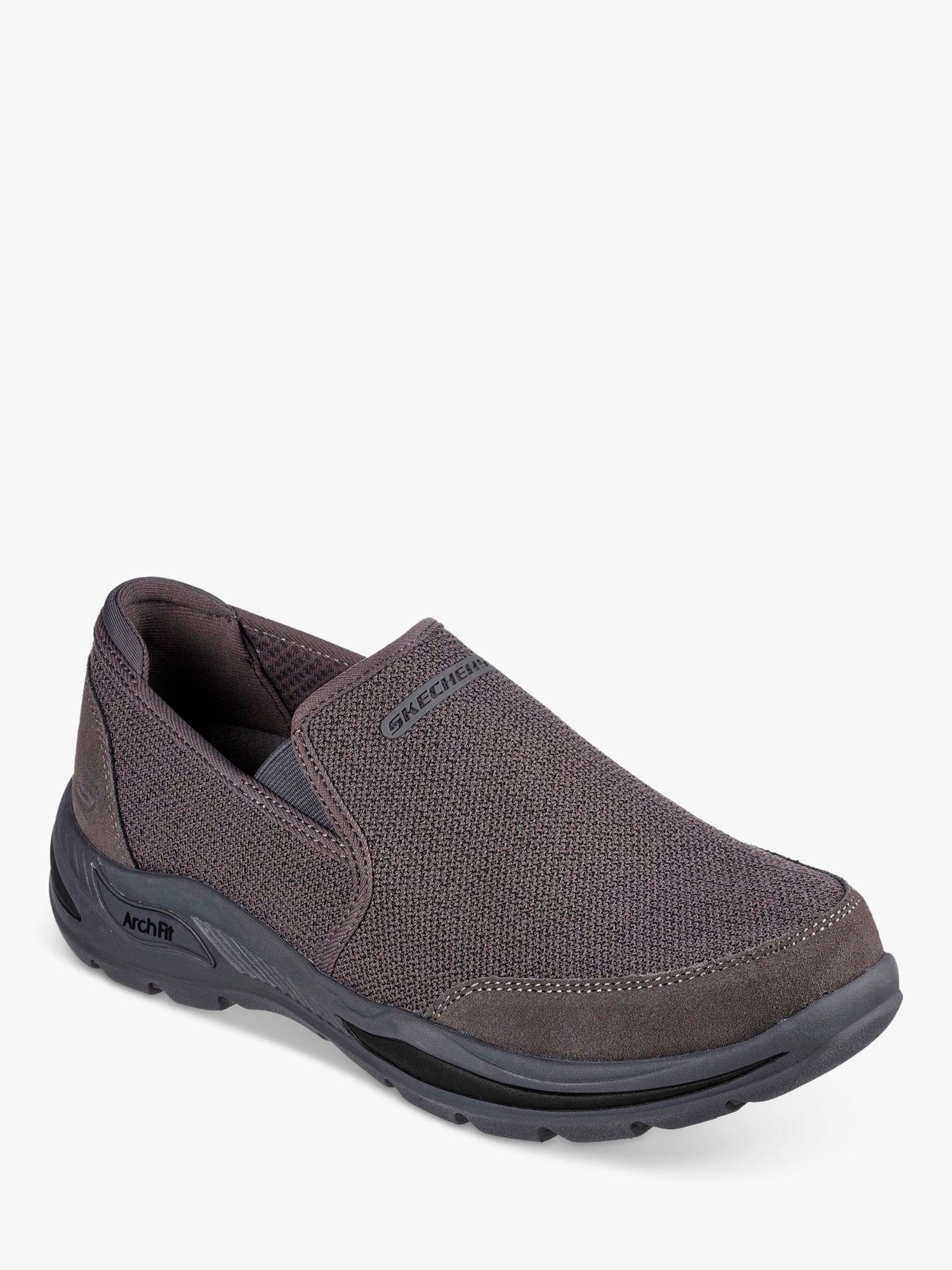 Skechers Arch Fit Motley Ratel Slip On Sports Shoes, Charcoal at John ...