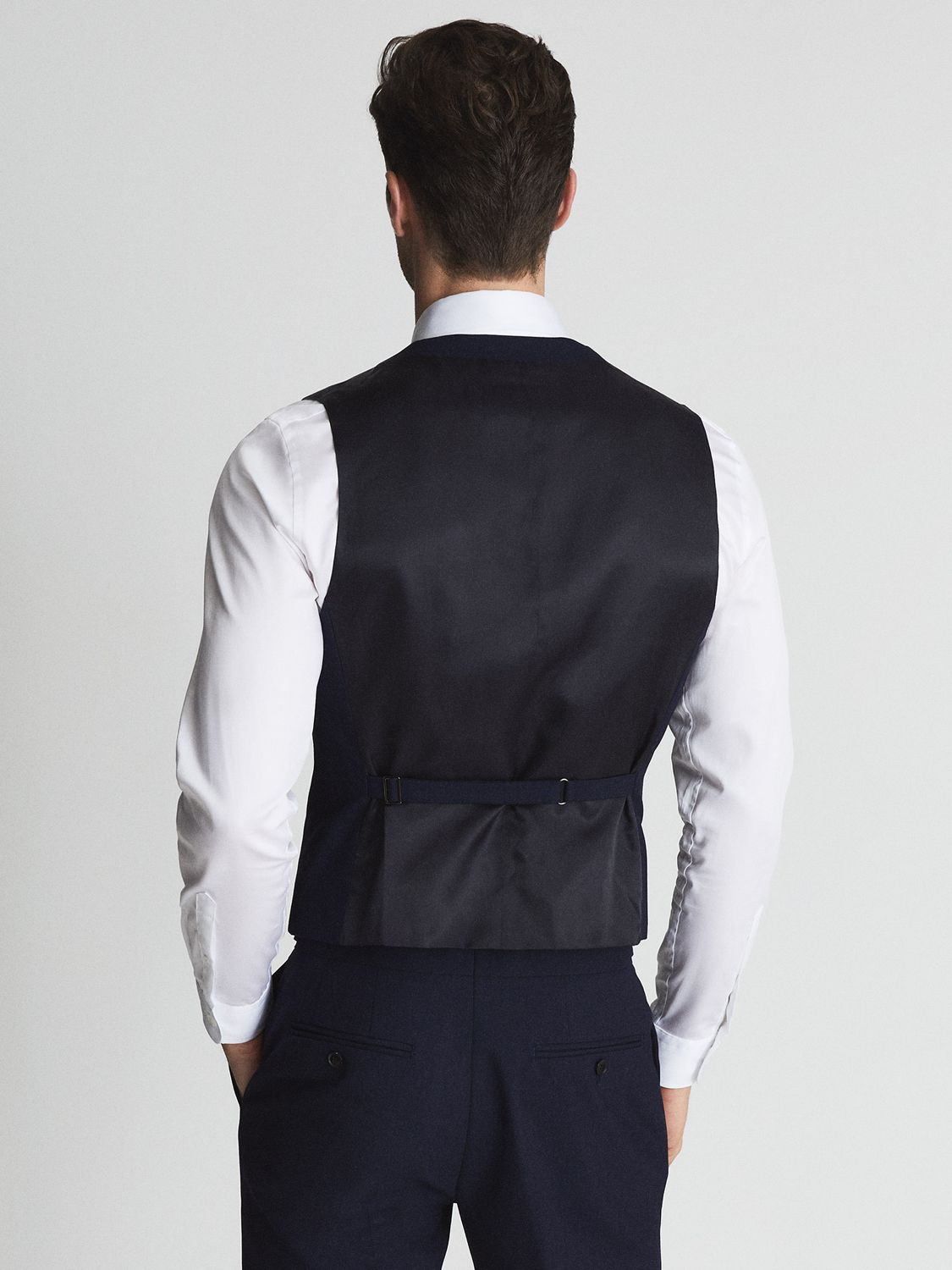 Reiss Bold Wool Blend Slim Fit Waistcoat, Navy at John Lewis