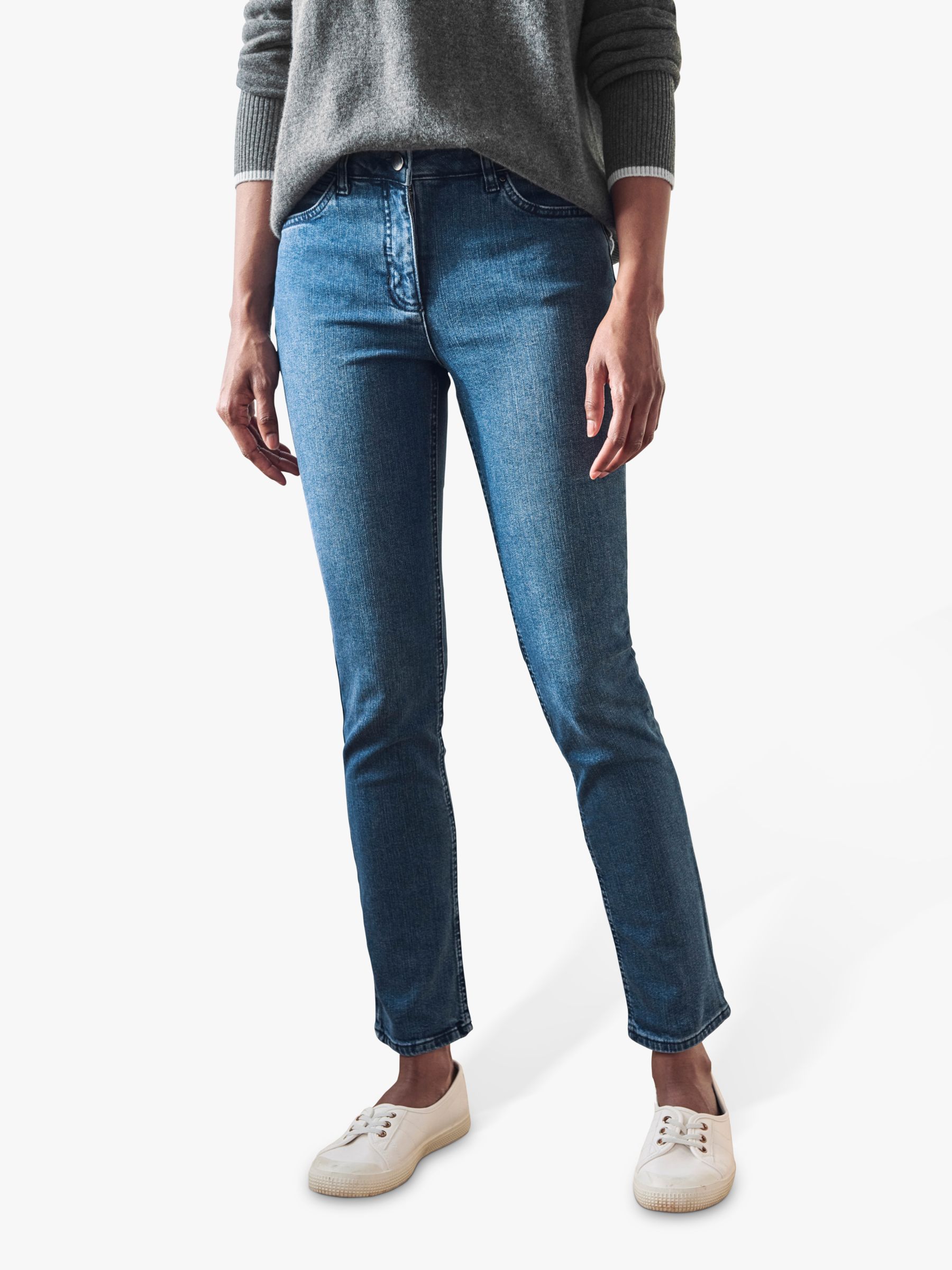 Pure Collection Ankle Grazer Skinny Jeans, Mid Wash at John Lewis