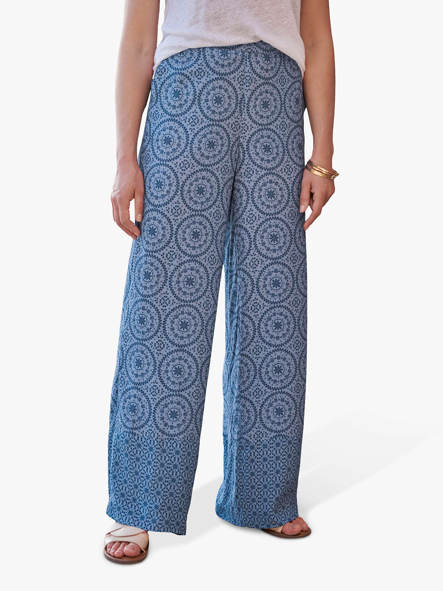 Buy Pure Collection Tile Print Palazzo Trousers, Blue Online at johnlewis.com