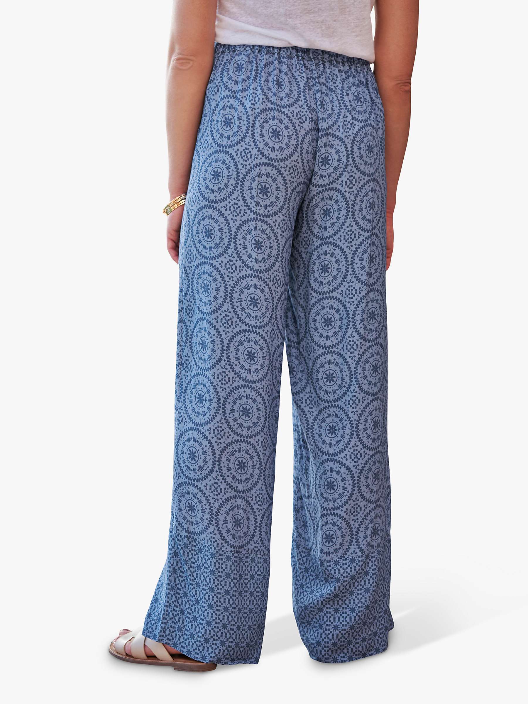 Buy Pure Collection Tile Print Palazzo Trousers, Blue Online at johnlewis.com