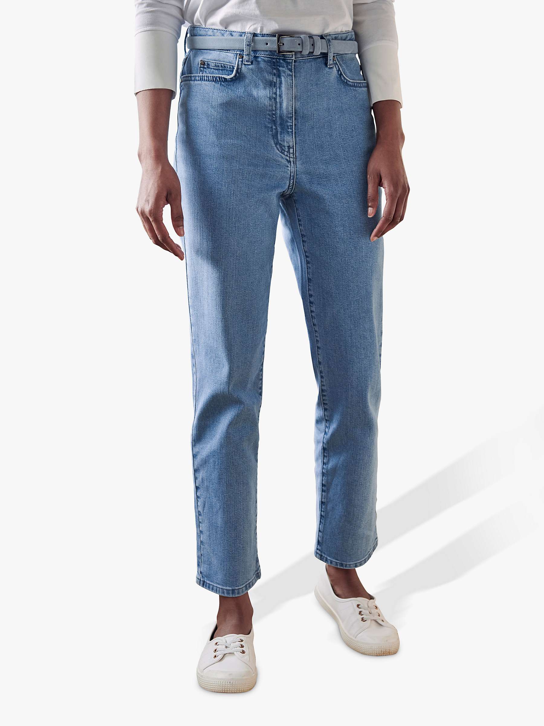 Buy Pure Collection Ankle Grazer Straight Leg Jeans, Light Wash Online at johnlewis.com