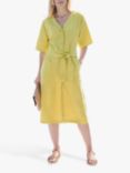 Pure Collection Linen Button Through Midi Dress, Chartreuse