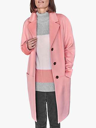 Pure Collection Wool Revere Collar Coat, Soft Coral