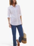 Pure Collection Linen Embroidered Easy Fit Shirt, White/Multi