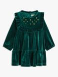 John Lewis Heirloom Collection Baby Velvet Star Yoke Party Dress, Green