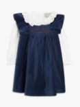 John Lewis Heirloom Collection Baby Pinafore Rosebud Dress & Shirt Set, Blue
