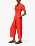 Whistles Emmie Cropped Linen Jumpsuit, Red