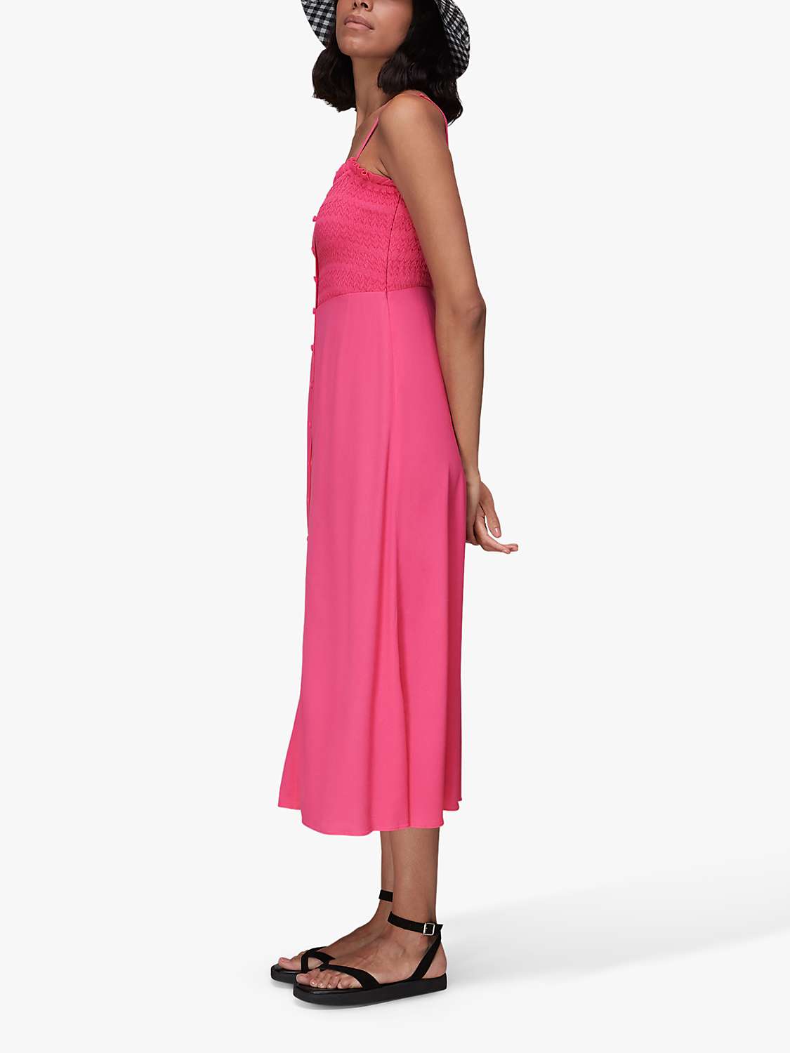 Buy Whistles Gracia Smocked Dress, Pink Online at johnlewis.com
