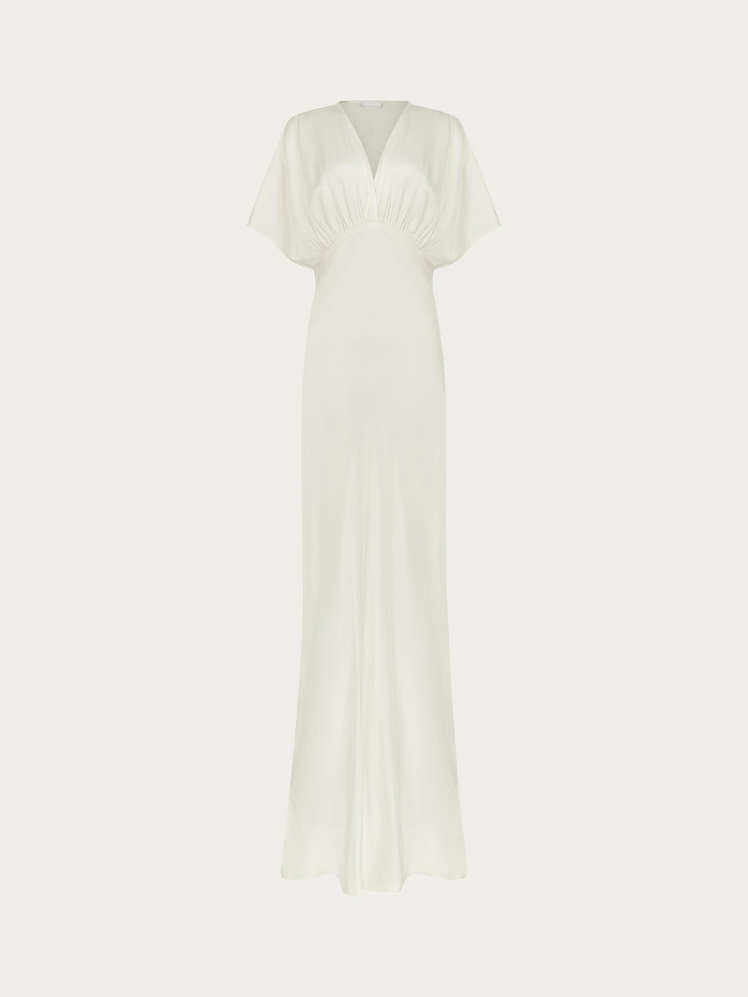 Ghost Collette Satin Wrap Neck Maxi Dress, Ivory at John Lewis & Partners