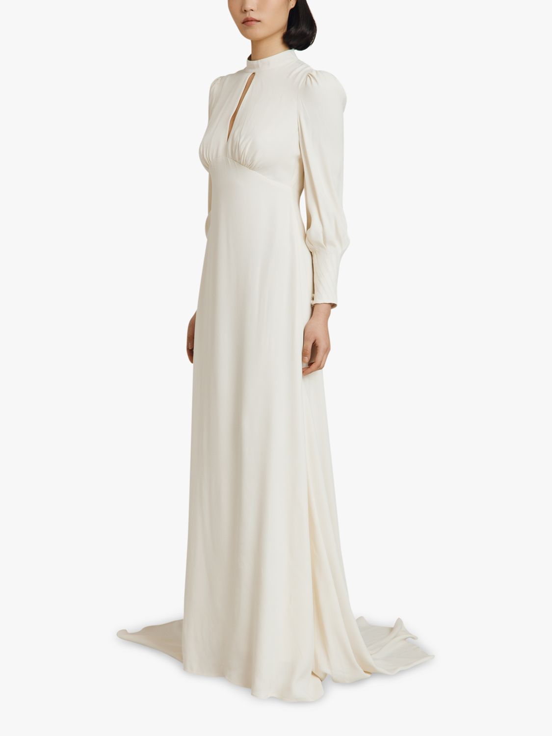 Ghost Luna Satin Maxi Wedding Dress, Cloud Dancer at John Lewis & Partners