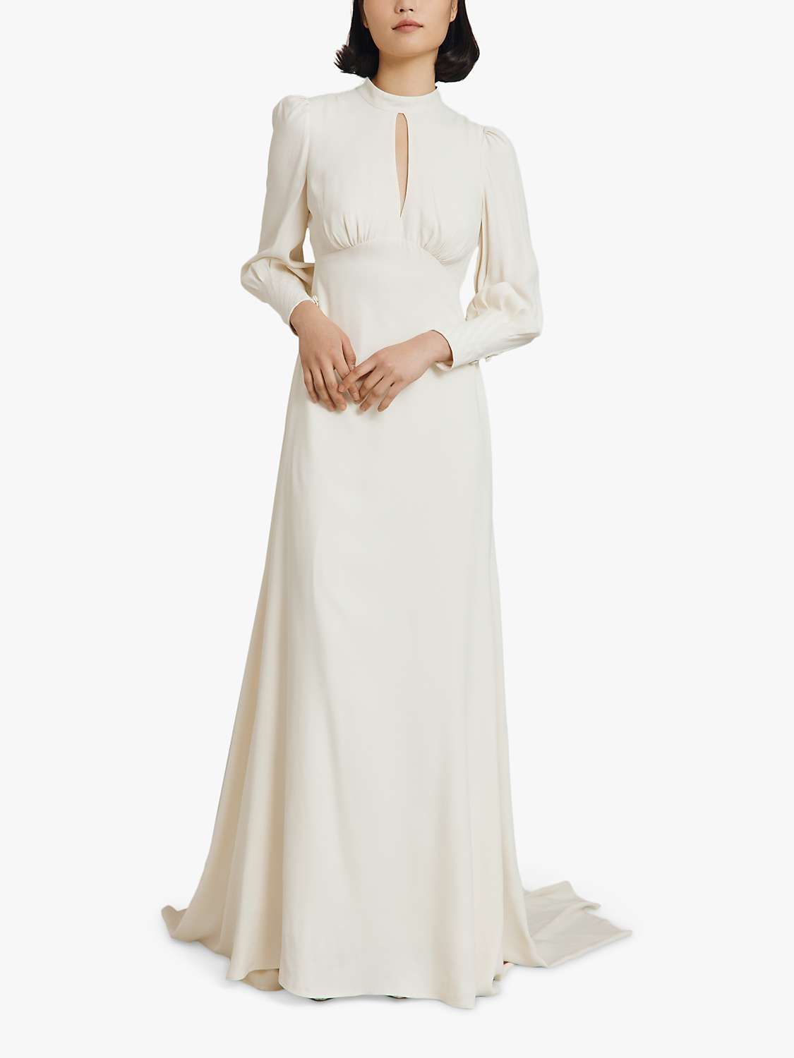 Ghost Luna Satin Maxi Wedding Dress, Cloud Dancer at John Lewis & Partners