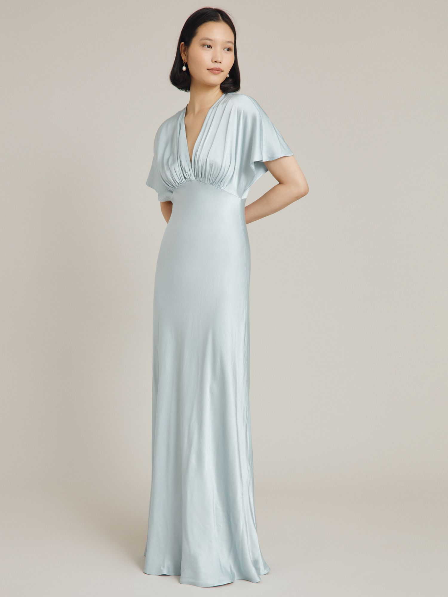 Ghost Collette Satin Wrap Neck Maxi Dress, Skylight at John Lewis ...