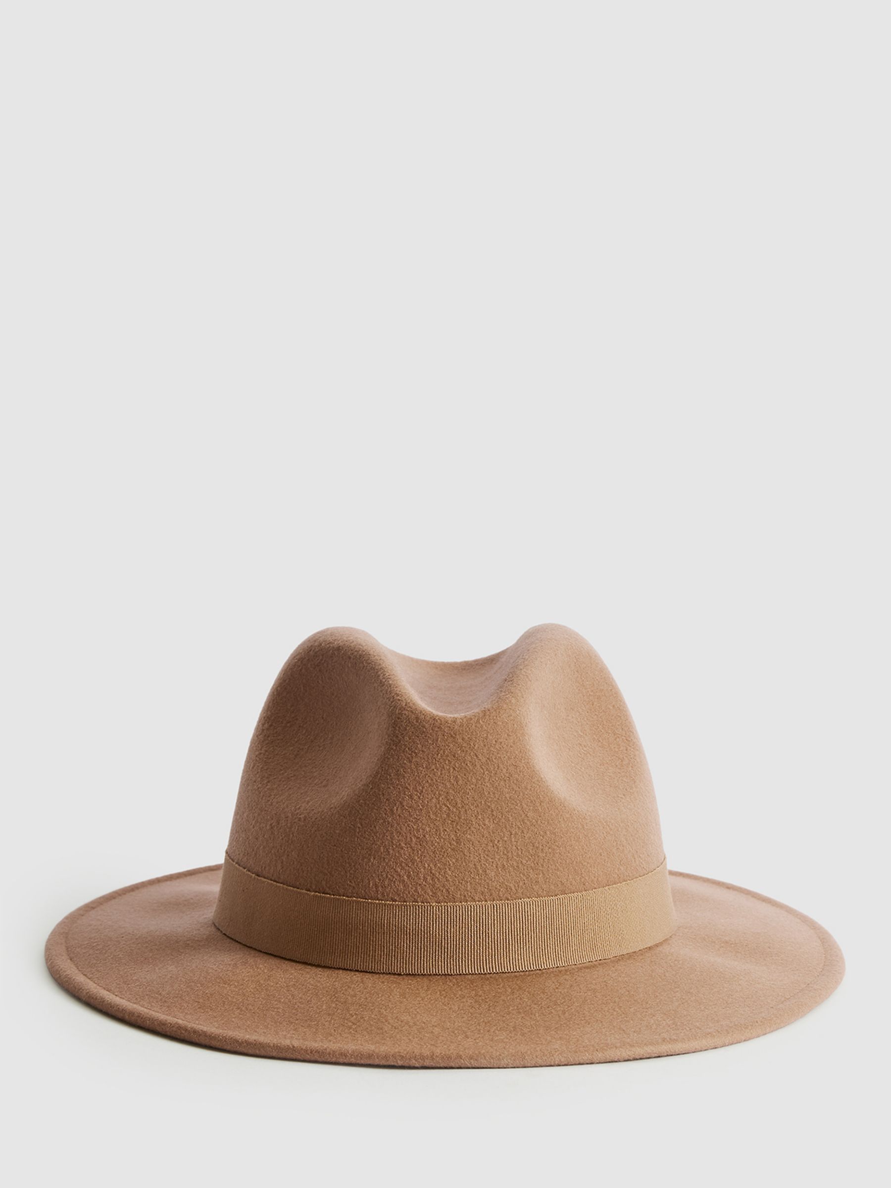 Buy Reiss Ashbourne Wool Fedora Hat, Camel Online at johnlewis.com