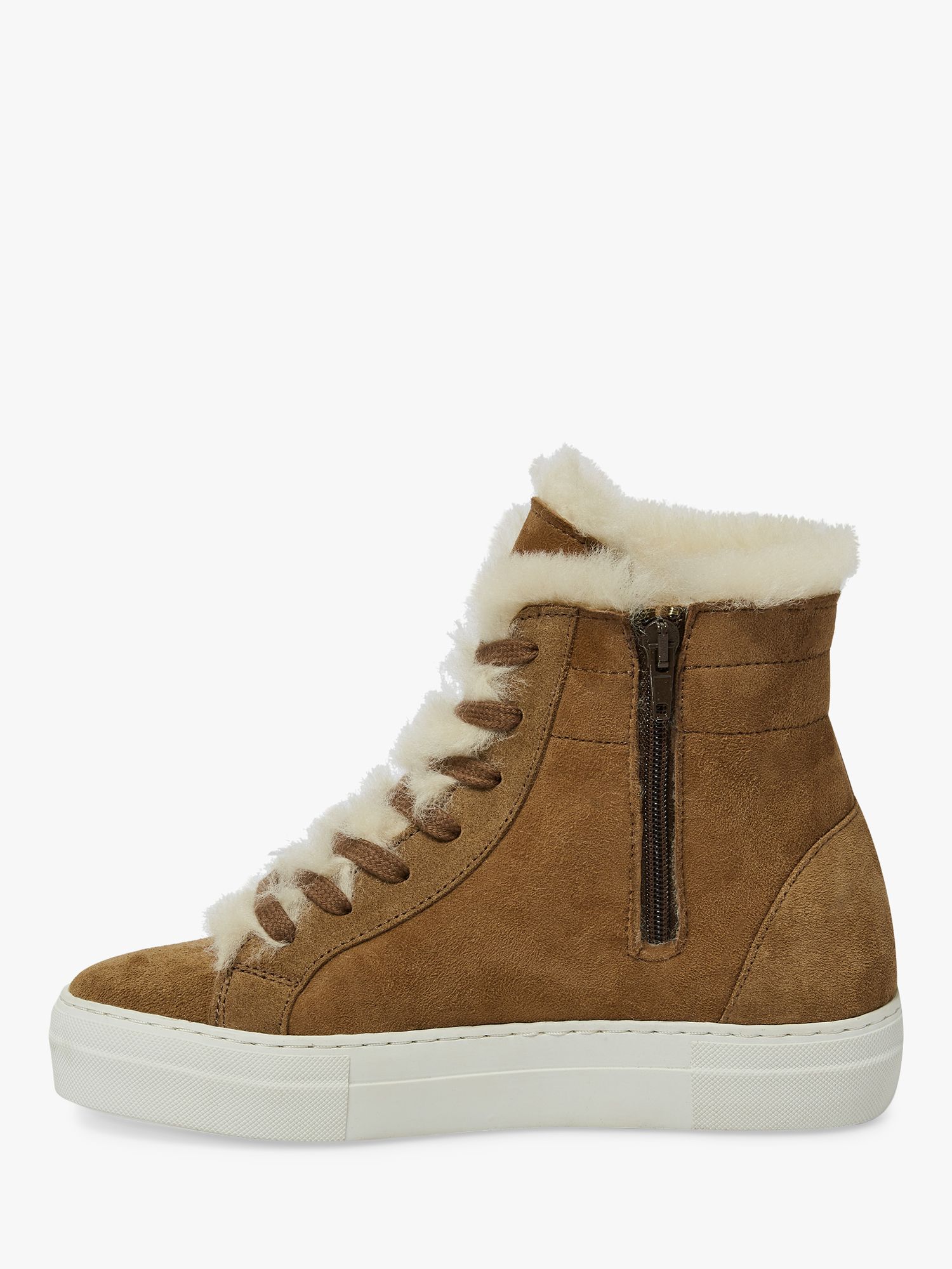 Celtic & Co. Sheepskin High Top Trainers, Whisky, 3