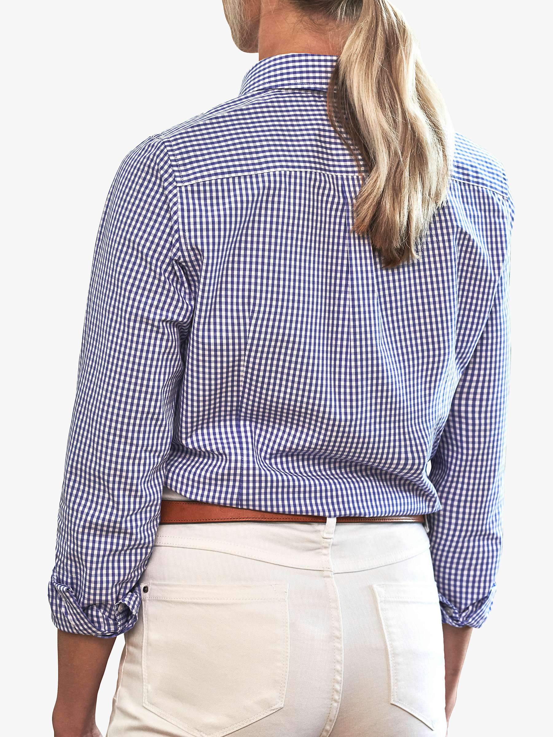 Buy Pure Collection Gingham Cotton Shirt, Blue Online at johnlewis.com