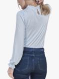 Pure Collection Ruffle Neck Top, Cloud Blue