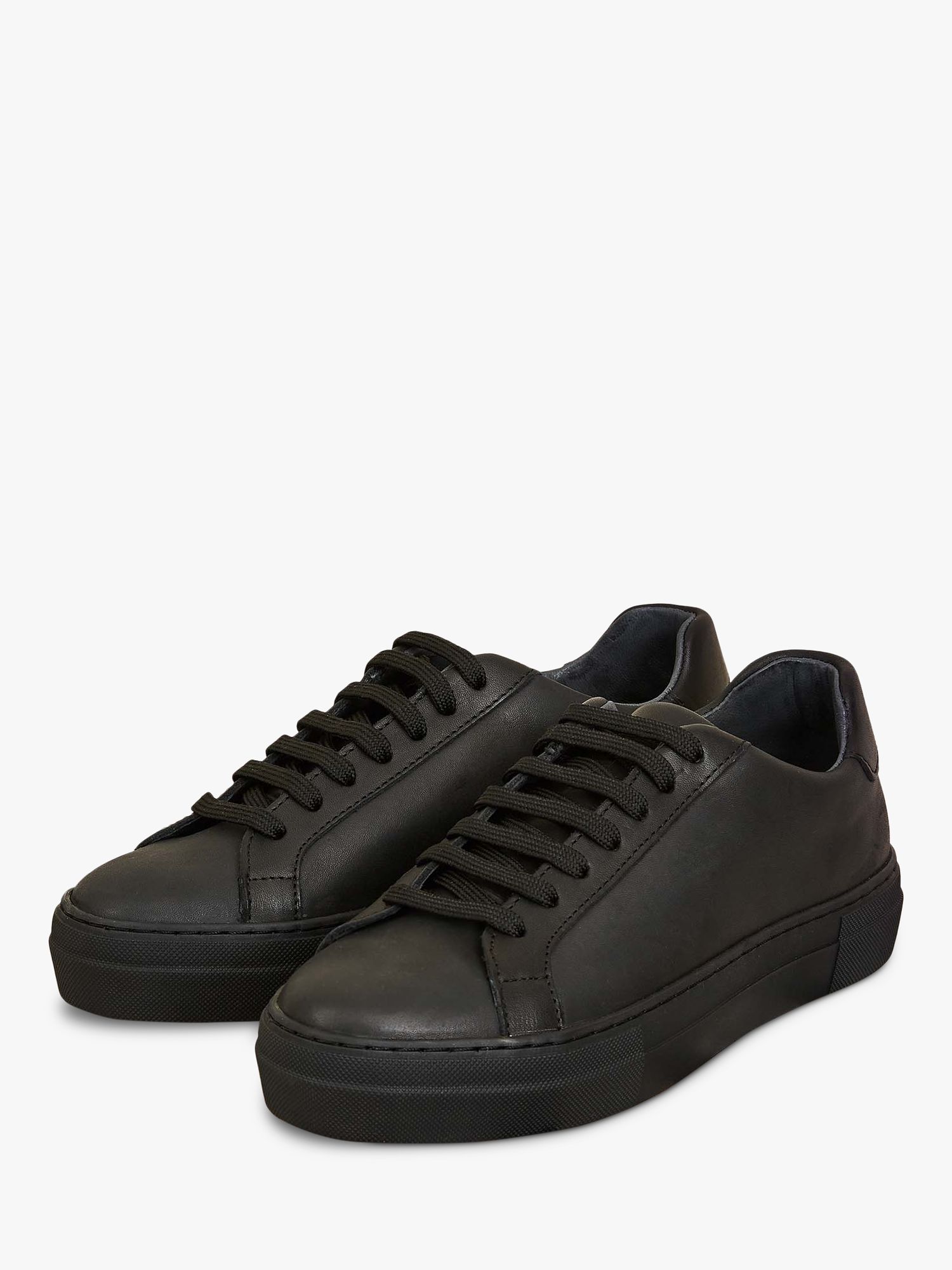 Celtic & Co. Leather Low Top Trainers, Black at John Lewis & Partners