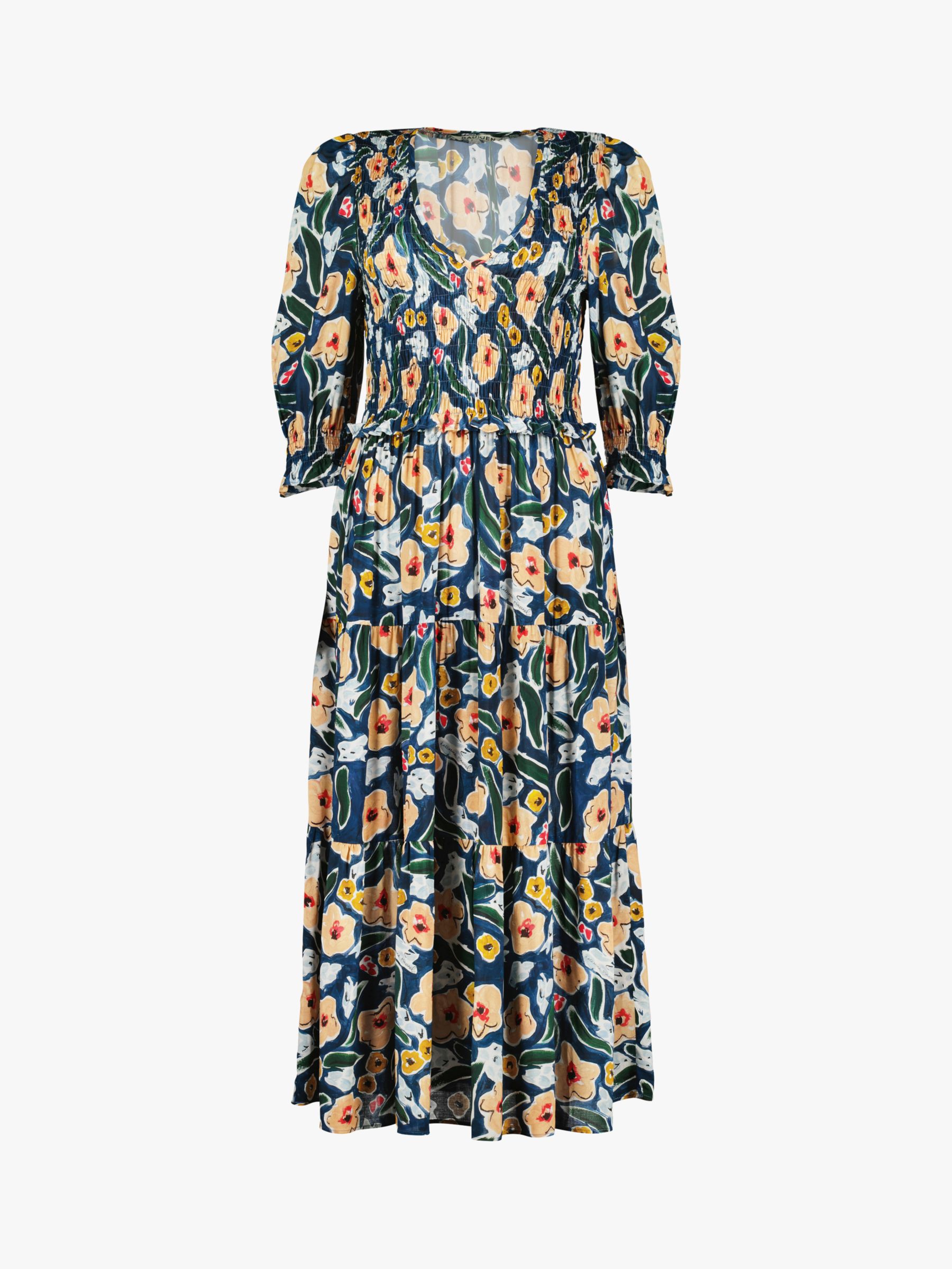 Baukjen x Katherine Ormerod Florence Dress, Indigo Print at John Lewis ...