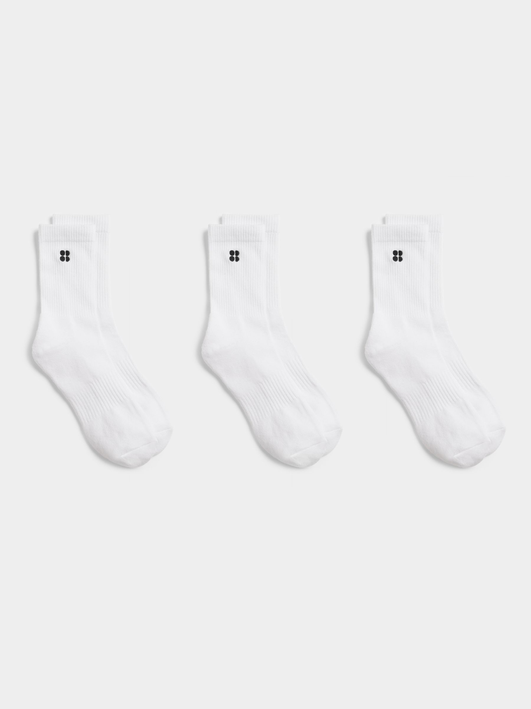 Sweaty Betty Organic Cotton Blend Essential Ankle Socks, Pack of 3, White, 2.5-5