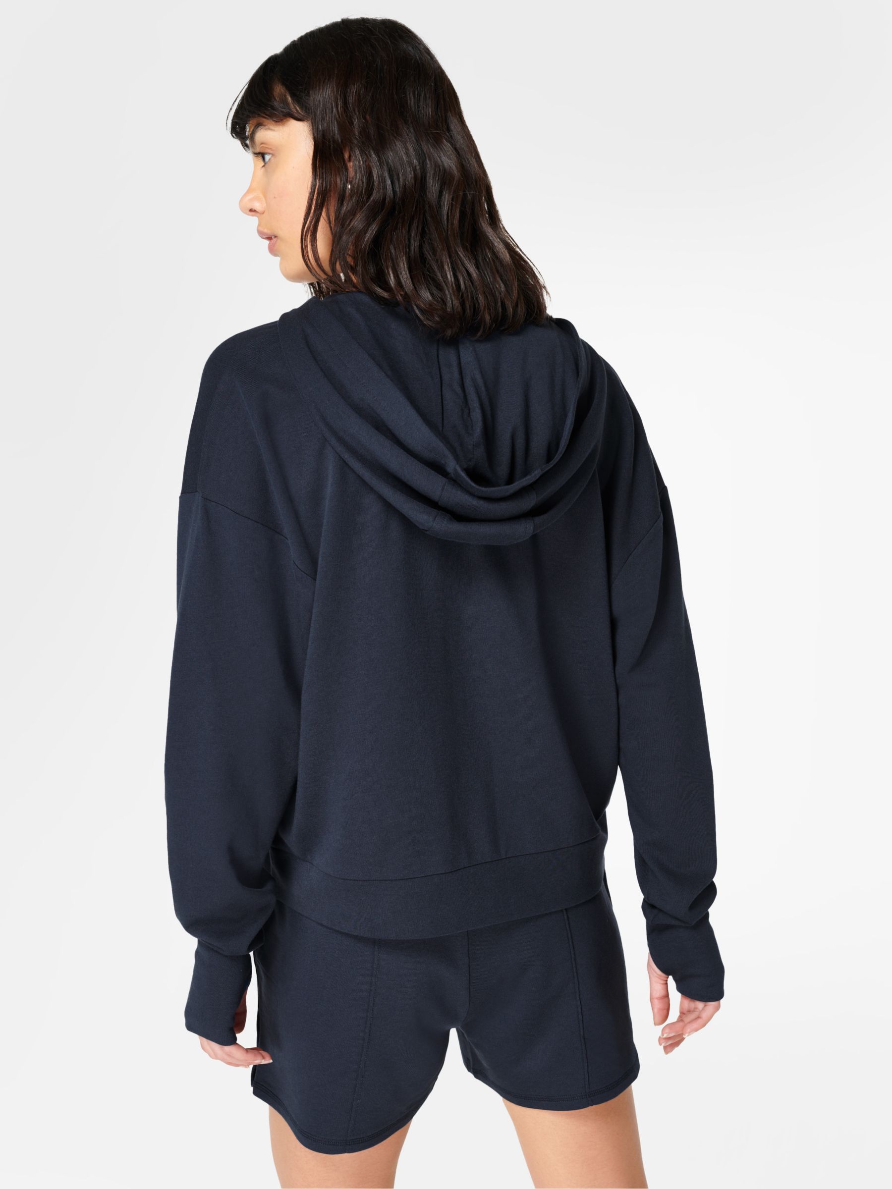 Sweaty Betty After Class Relaxed Hoodie, Navy Blue at John Lewis & Partners