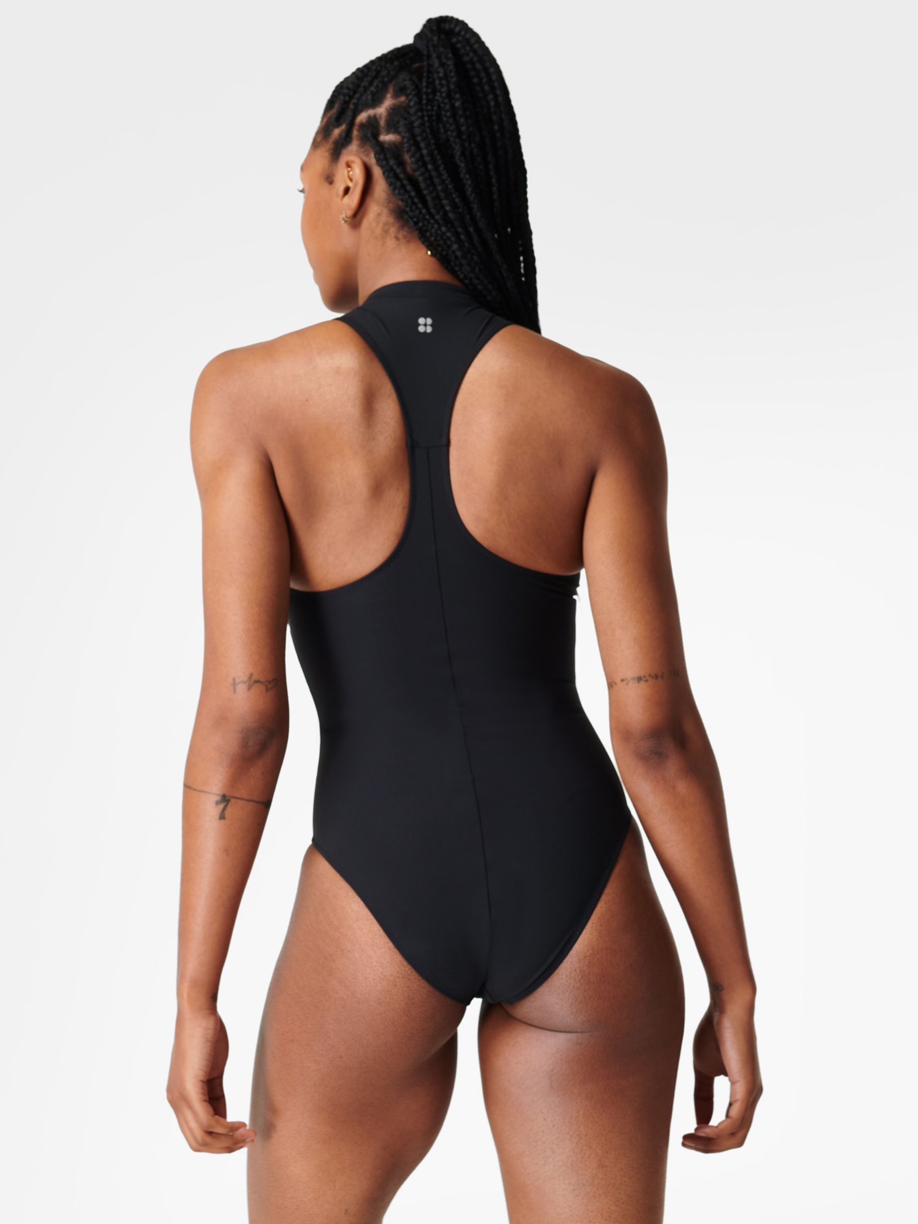 Sweaty Betty Vista High Neck Swimsuit, Black, XXS