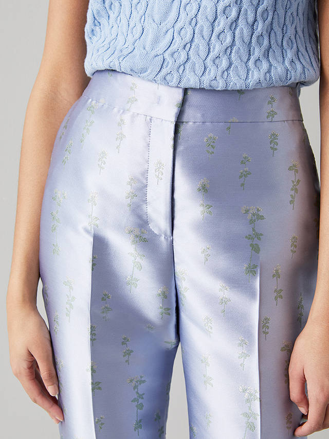 L.K.Bennett Rosalind Floral Satin Trousers, Hyacinth