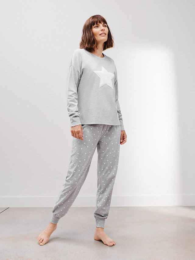 John Lewis Furry Star Pyjama Set, Grey