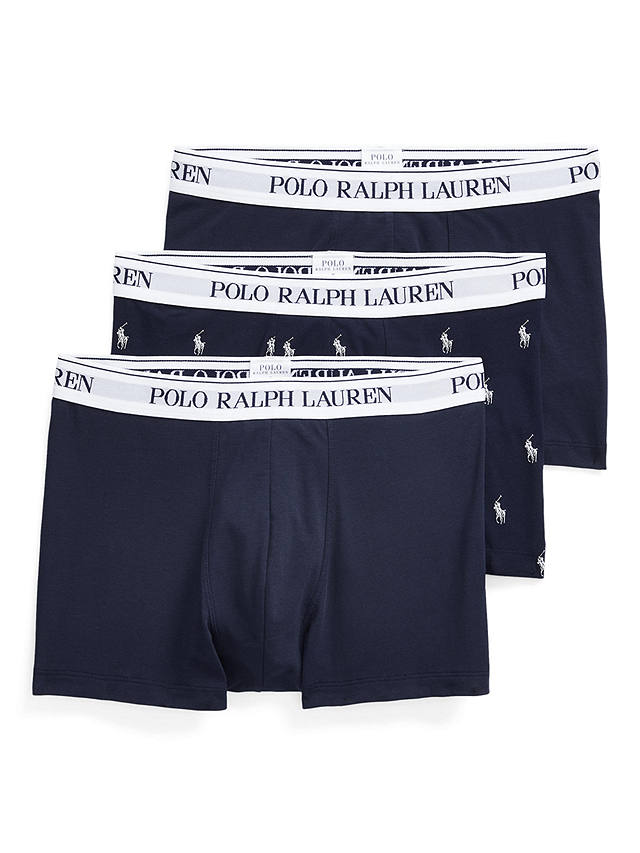Polo Ralph Lauren Stretch Cotton Trunks, Pack of 3, Navy Print