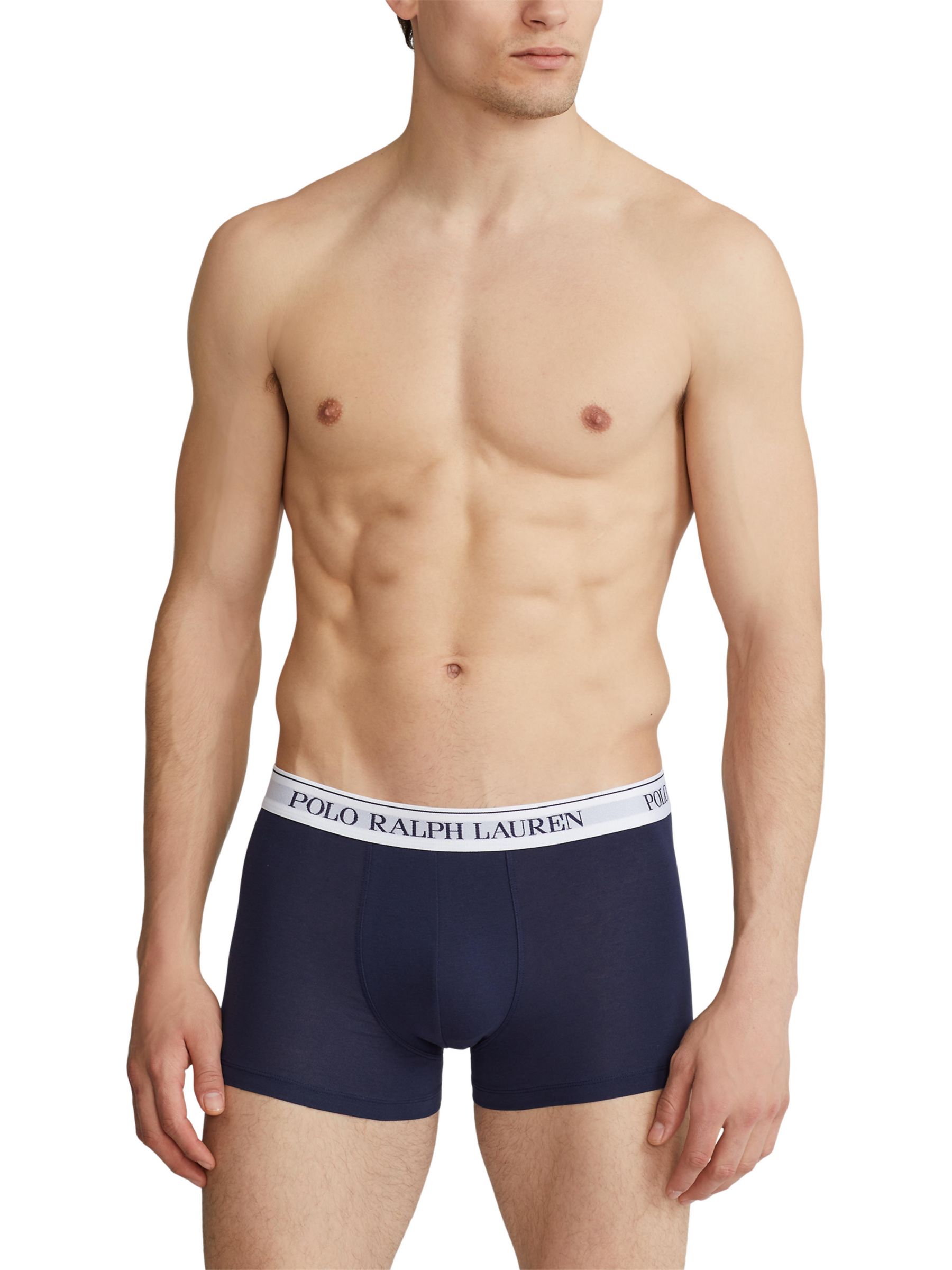 Polo Ralph Lauren Stretch Cotton Trunks, Pack of 3, Navy Print, S