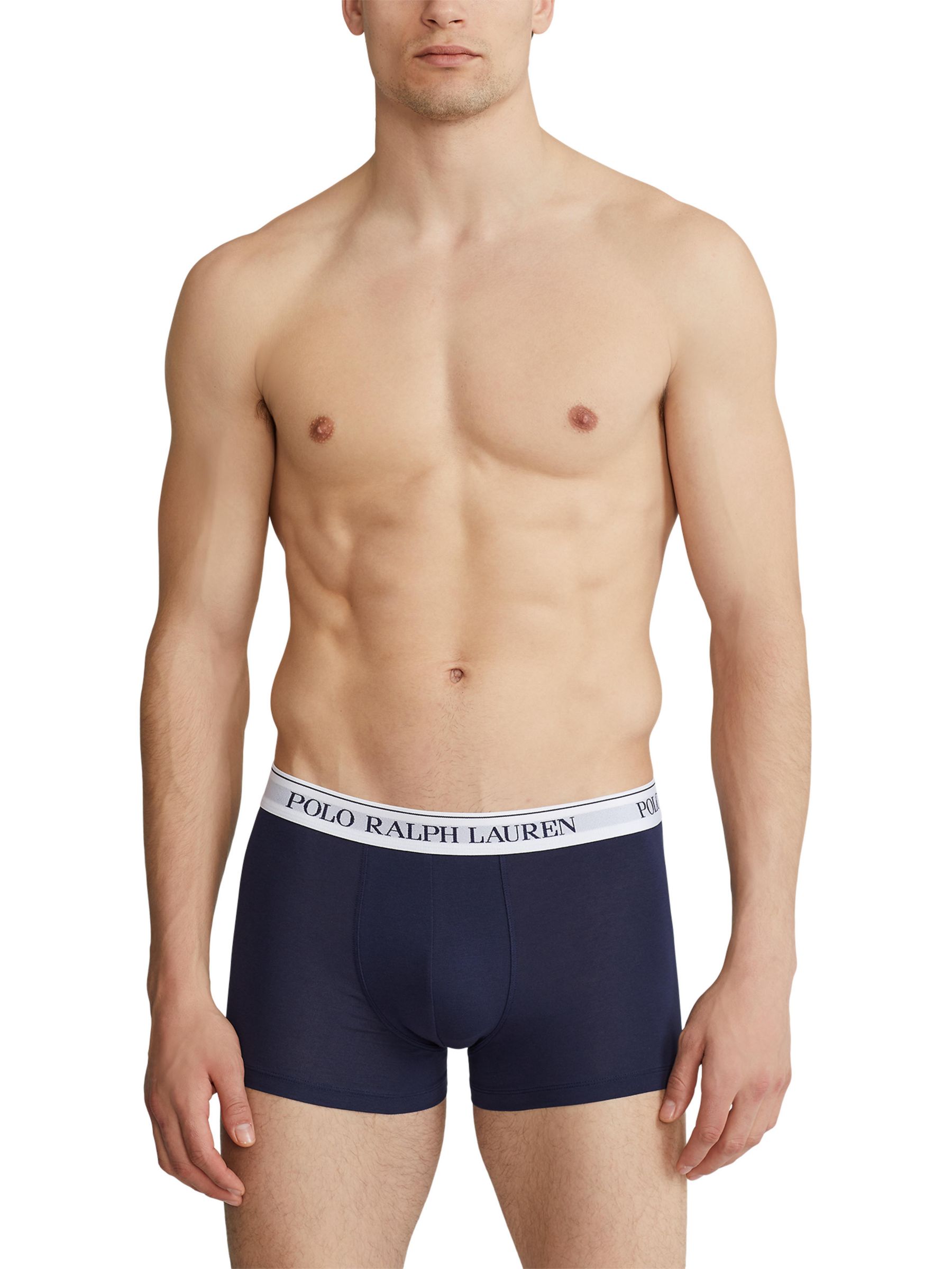 Polo Ralph Lauren Stretch Cotton Trunks, Pack of 3, Navy Print, S