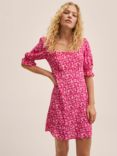 Mango Solange Ditsy Floral Print Mini Dress, Bright Pink