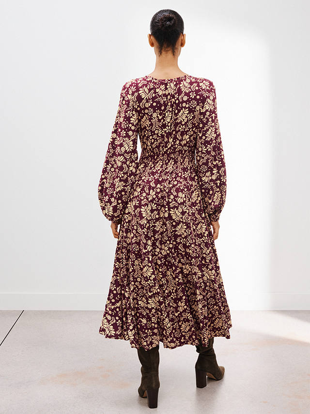AND/OR La Galeria Elefante Jody Fern Midi Dress, Aubergine/Tea