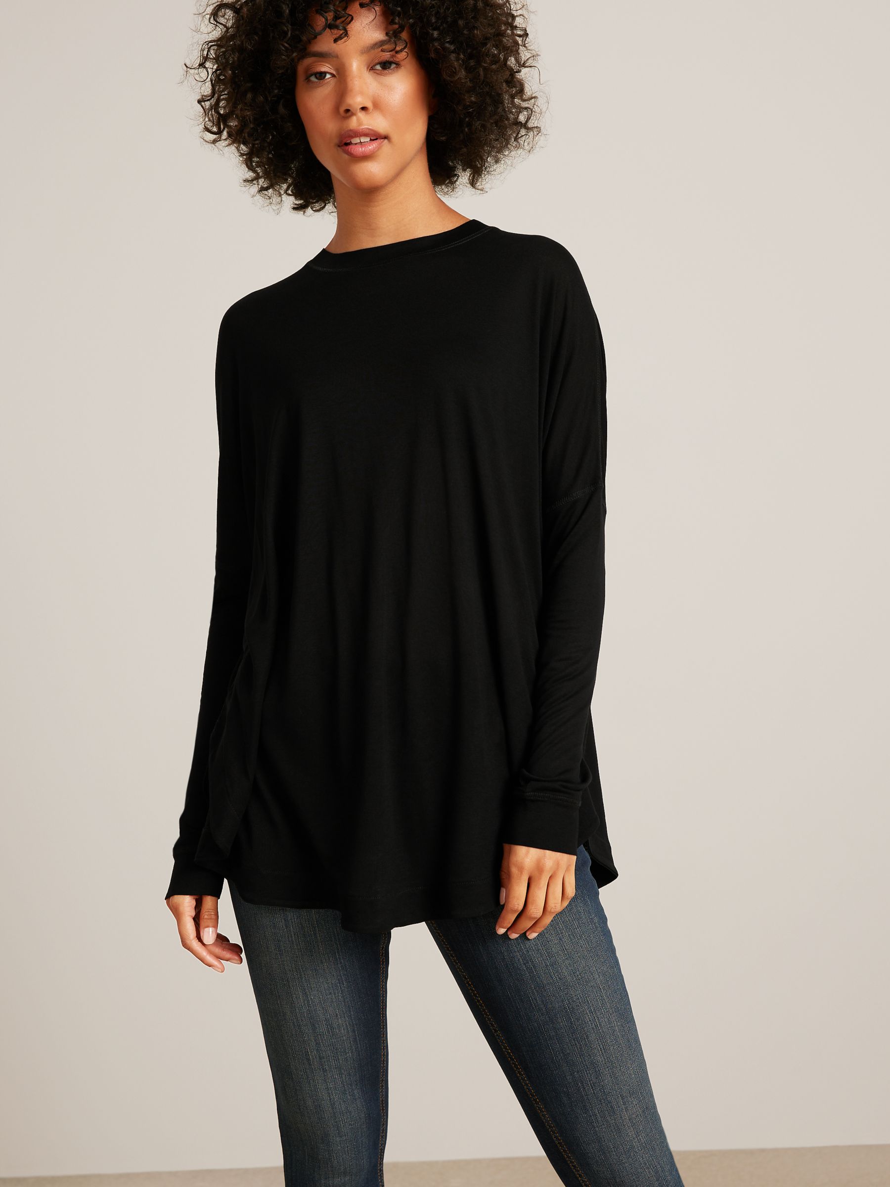 AND/OR Orla Long Sleeve Jersey Top, Black at John Lewis & Partners