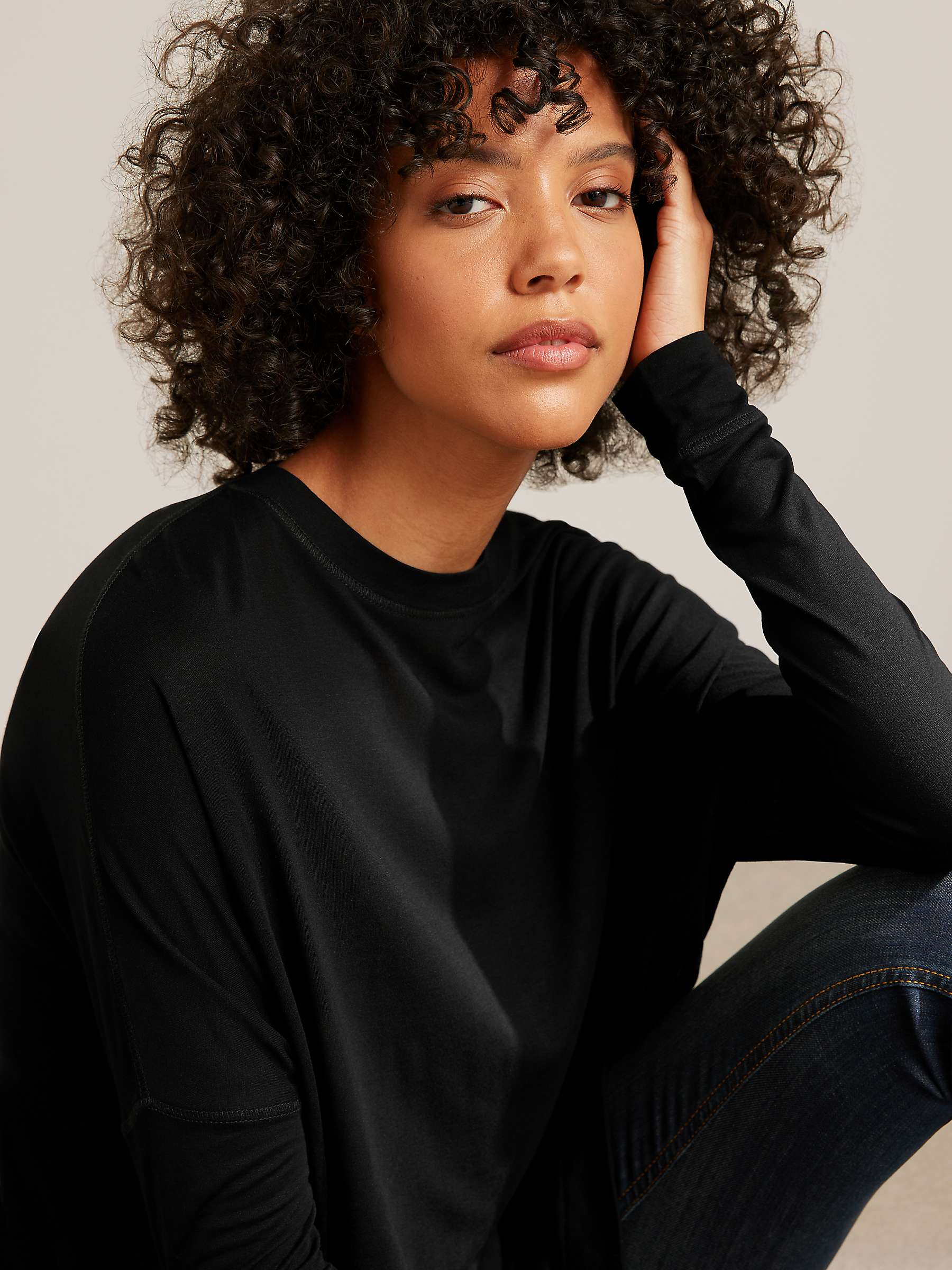 AND/OR Orla Long Sleeve Jersey Top, Black at John Lewis & Partners