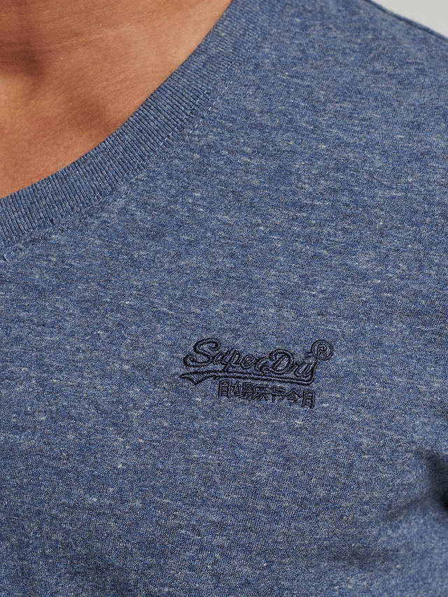 Superdry Organic Cotton Vintage Logo V-Neck T-Shirt, Navy Marl