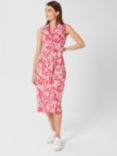 Hobbs Nadia Leaf Print Sleeveless Jersey Dress, Magneta/Ivory