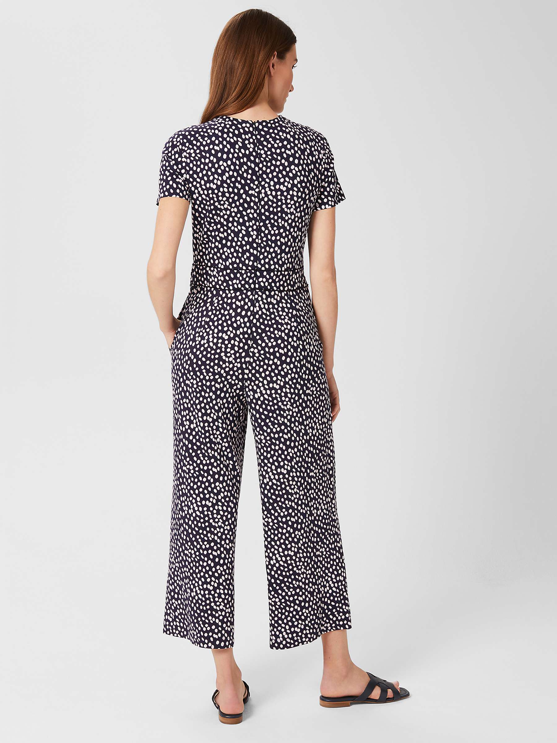 Buy Hobbs Lina Pebble Print Jersey Jumpsuit, Navy/Ivory Online at johnlewis.com