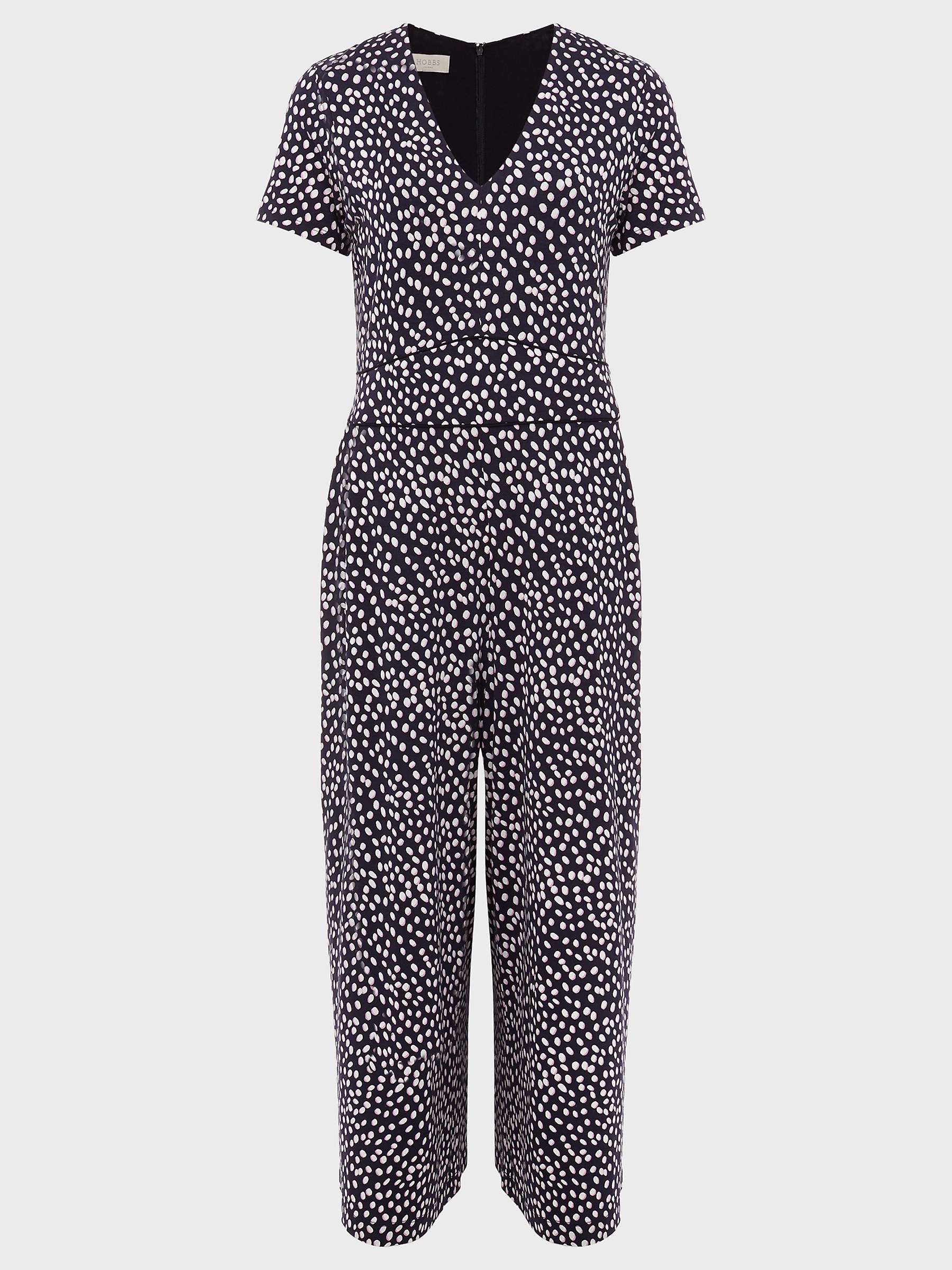 Buy Hobbs Lina Pebble Print Jersey Jumpsuit, Navy/Ivory Online at johnlewis.com